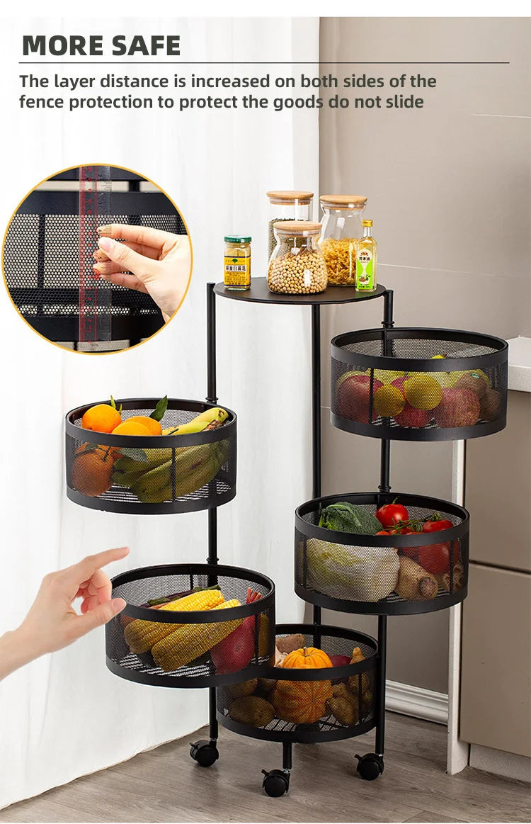 Kitchen Rolling Storage Rack 5 Layer