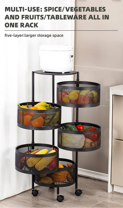 Kitchen Rolling Storage Rack 5 Layer