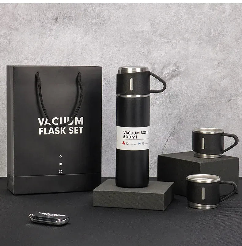 500ml Stainless Steel Thermos Bottle (with free 3 Cup)